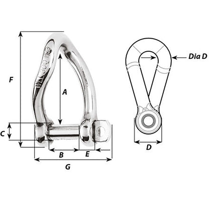 Wichard Self-Locking Twisted Shackle - 10mm Diameter - 13/32"