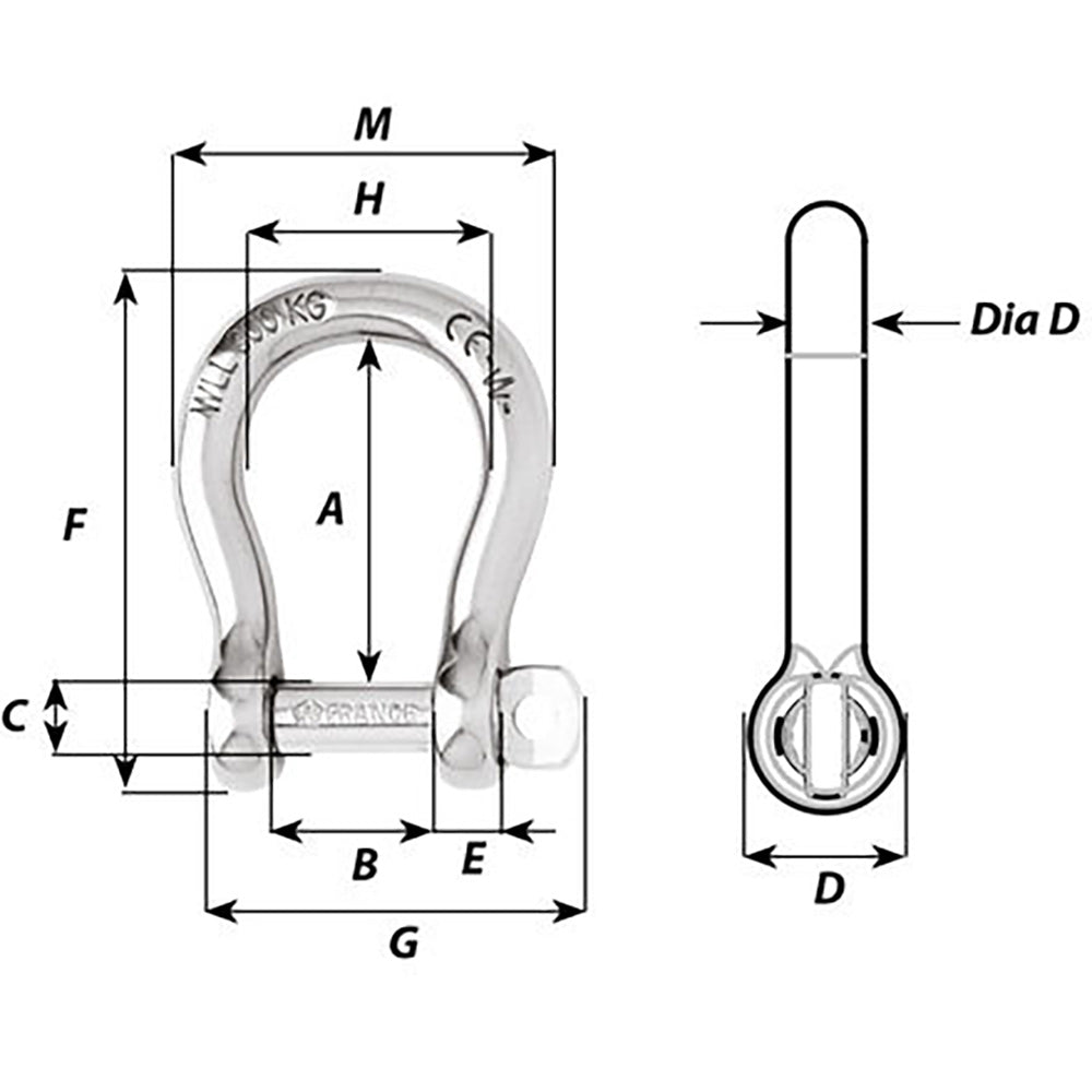 Wichard Not Self-Locking Bow Shackle - 20mm Diameter - 25/32"