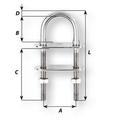 Wichard U-Bolt Pad Eye - 12mm Diameter - 15/32" - 110mm Length - 4-21/64"